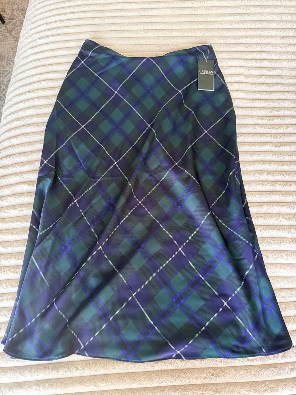 Ralph Lauren Navy and Green Plaid Midi Skirt - Picture 2 of 6